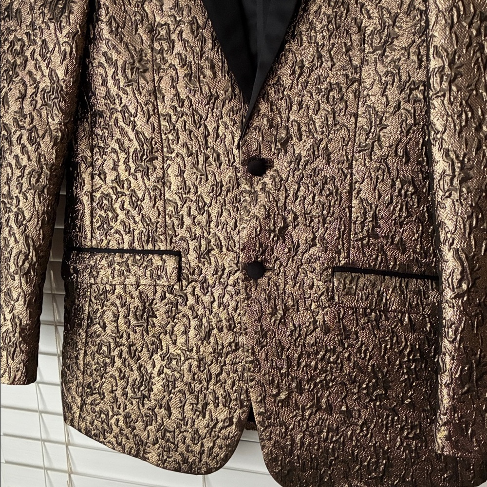 Men’s Blazer Retro Paris Gold Black Jacket SZ 38 NWOT - Picture 2 of 7